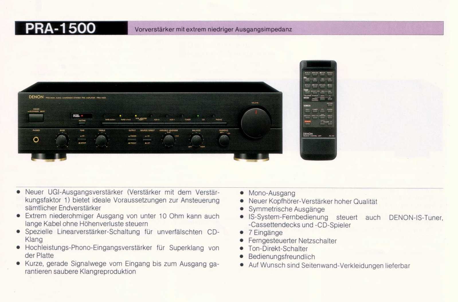 Preamplificator Denon PRA-1500, telecomanda, phono MM/MC, iesire XLR