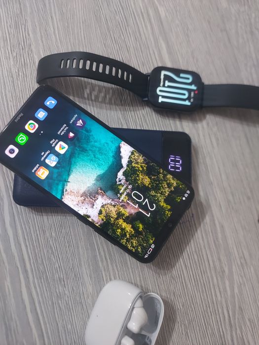 Полный комплект:смартфон+повербанк+часы+наушники