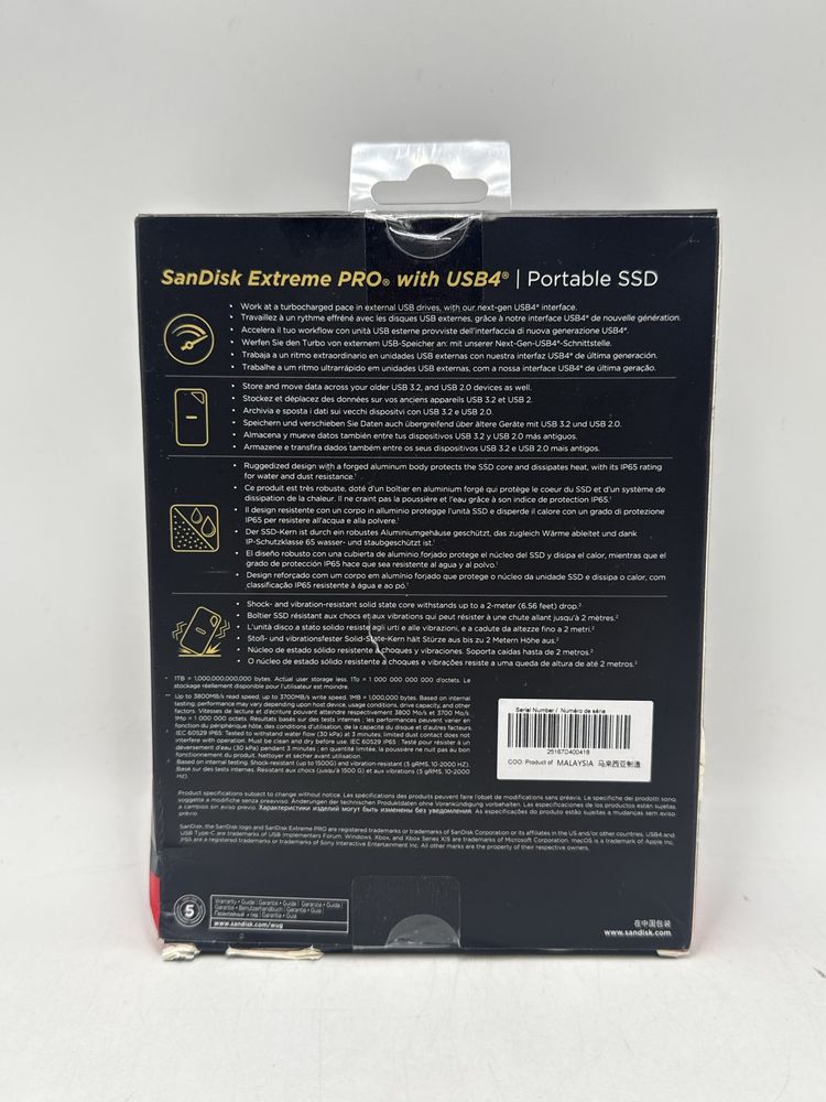 Sandisk Extreme Pro USB 4.0 Extern SSD 4TB Sigilat B