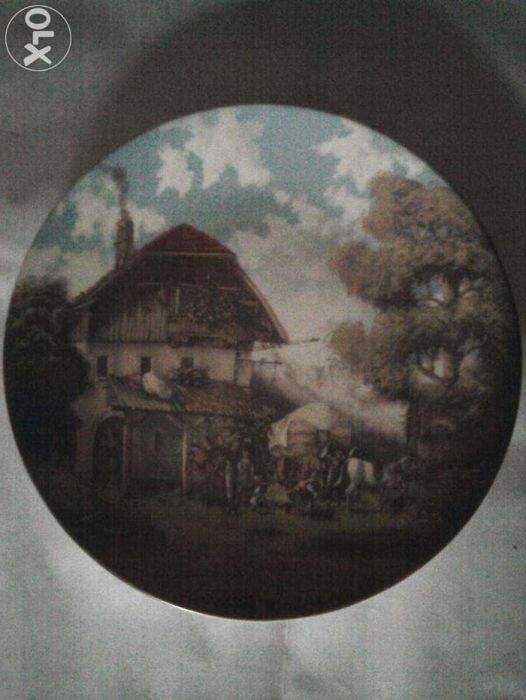 Farfurie decorativa case flori Germania, camp de maci Flamandia