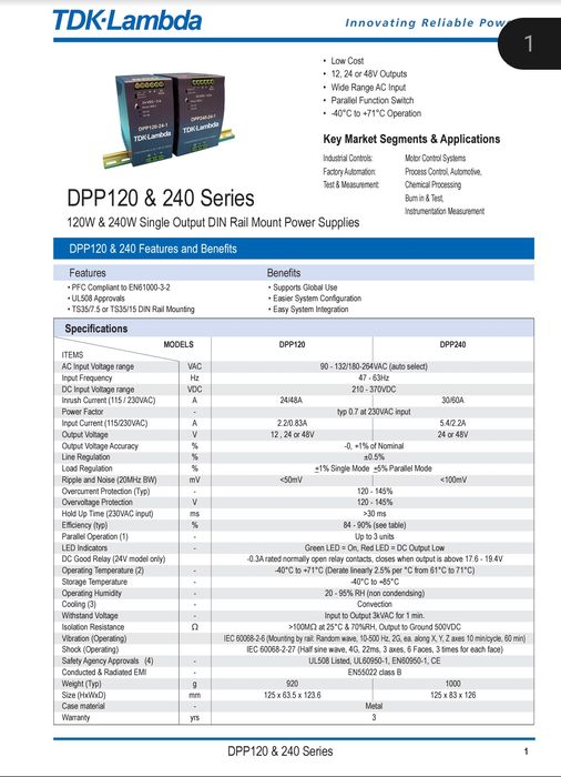 Sursă de alimentare TDK-LAMBDA DPP 120-12-1
