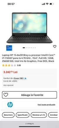 Laptop HP 15-dw3018nq cu procesor Intel® Core™ i7-1165G7