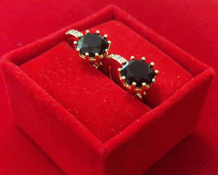 GP71,cercei placati aur 18k,incuietoare sigura, zirconiu negru/alb