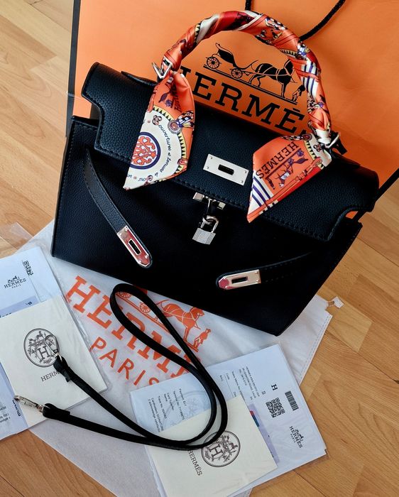 Geanta Hermes Birkin Kelly Medium,35 cm L,accesorii metalice ,saculet
