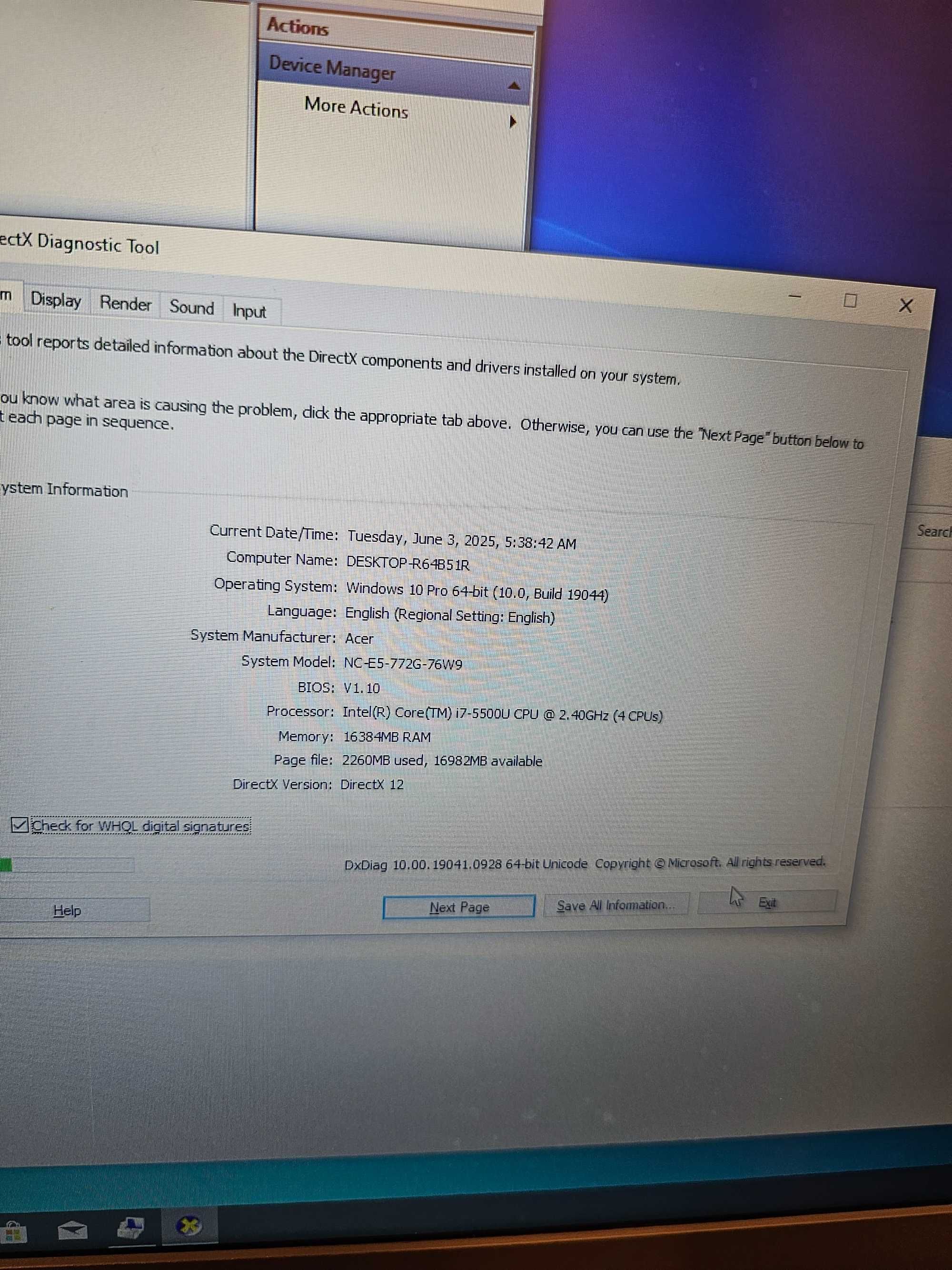 Laptop Gaming/Office "17 Acer aspire i7 5500u 16gb