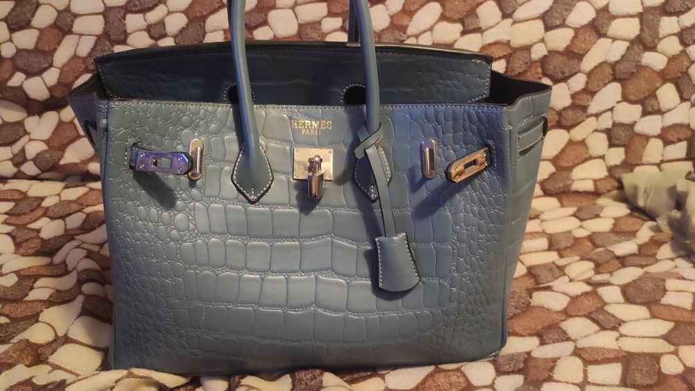 Hermes сумка голубой цвет