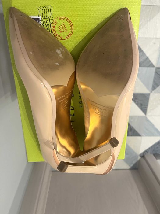 Дамски обувки на ток естествена лачена кожа nude Ted Baker