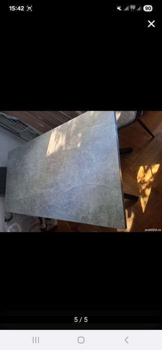 Masa living gri structură metalică 150x80