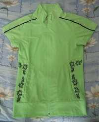 Зелено горнище/ блуза с къс ръкав с цип