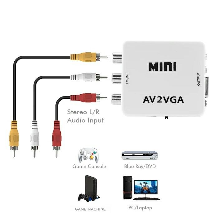 Переходник AV2VGA, адаптер AV на VGA, тюльпан, колокольчики