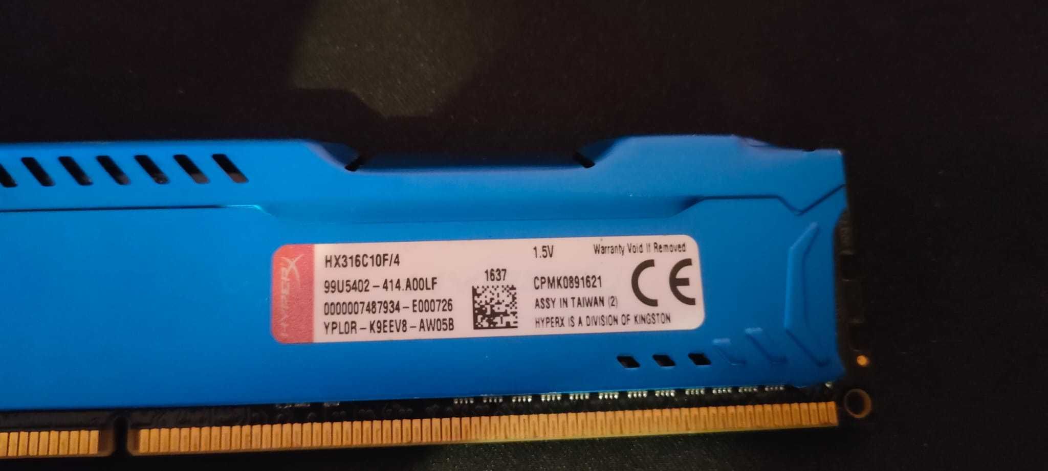 Memorie HyperX FURY Blue 4GB, DDR3, 1600MHz, CL10, 1.5V HX316C10F/4