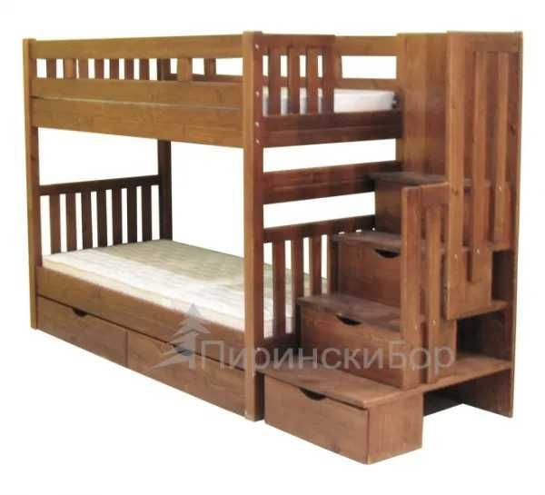 Двуетажно масивно дървено легло