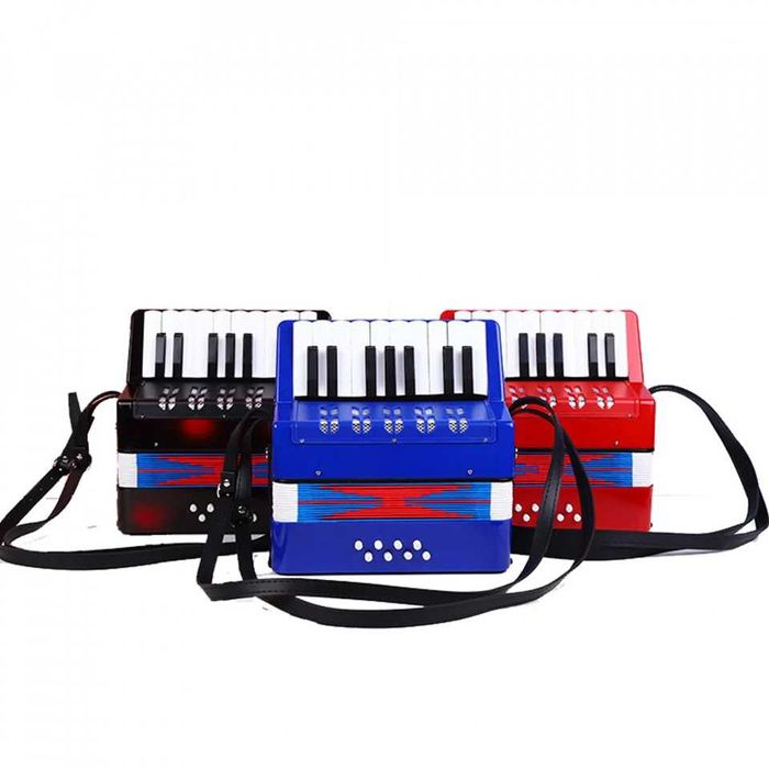 Acordeon copii 17 clape 8 basi, Initiere joaca 3-7 ani, 23x10cm,Culori