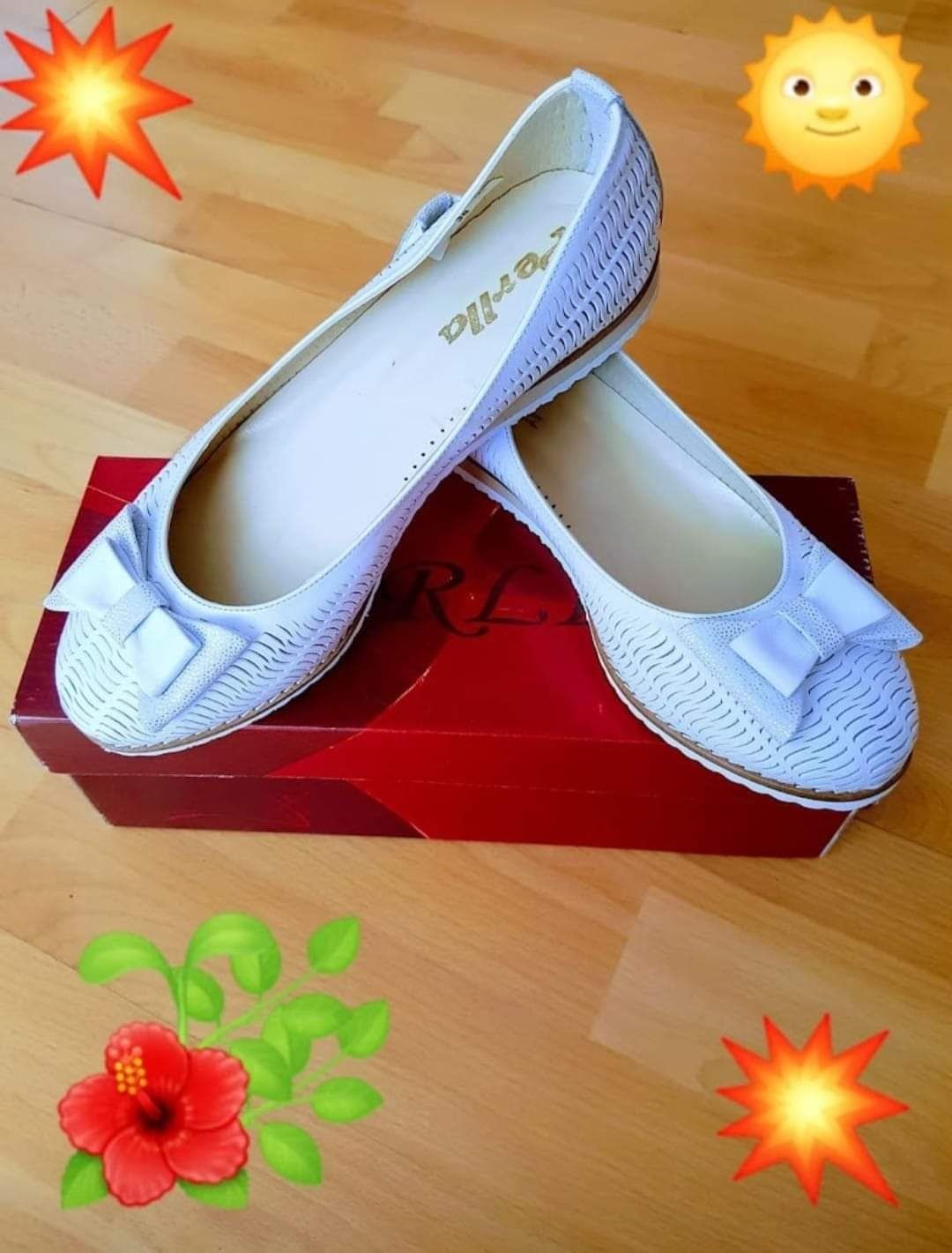 Pantofi albi piele naturala 100%,cutie,saculet