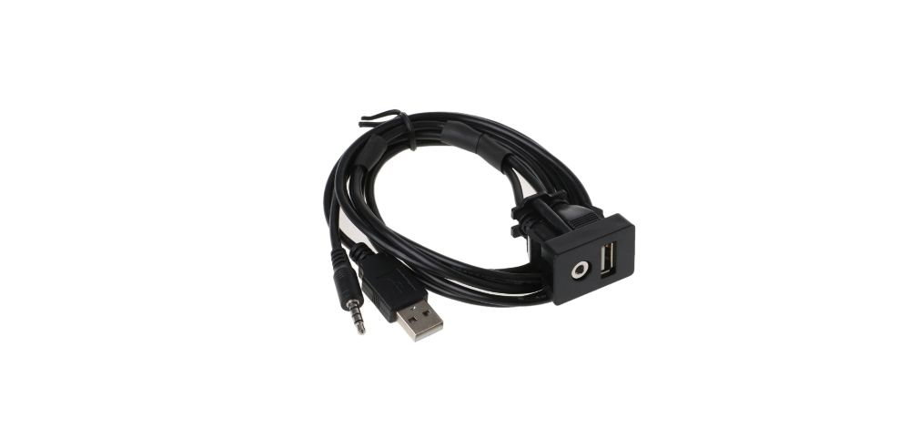 Cablu Auxiliar Extensibil Universal cu port USB si Jack 3.5mm