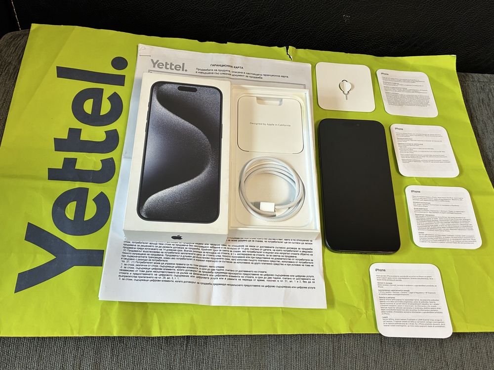 КАТО НОВ 256GB iPhone 15 Pro Max Yettel Гаранция 2026 TITANIUM BLUE