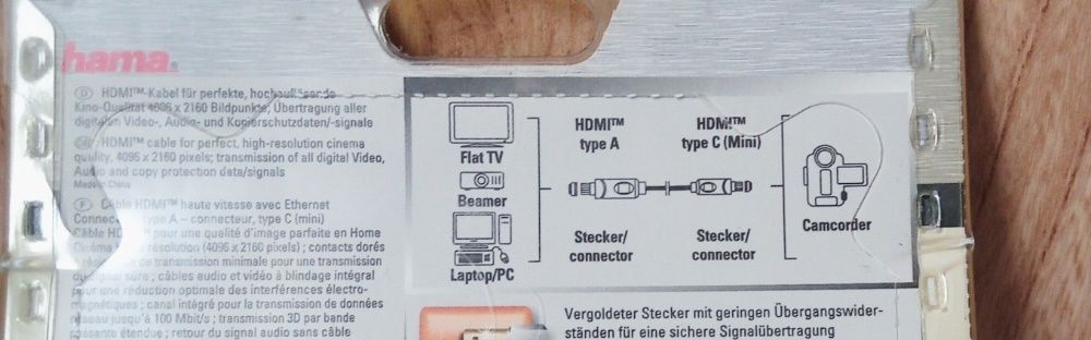 Cablu Hama High Speed HDMI - Tip A - Tip C (mini)