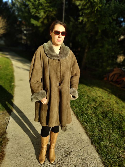 Cojoc Dama blana naturala miel XXL 2XL 3XL 54-56 NOU Shearling (nr35)