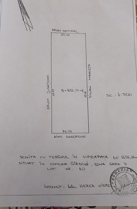 Vanzare teren intravilan 1.656 mp – doar 11.000 €!