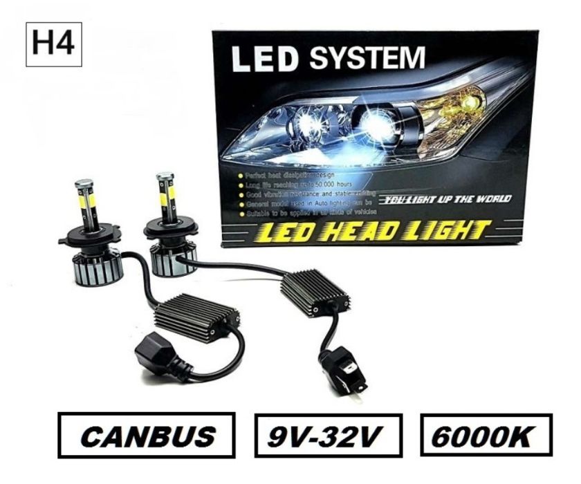 Комплект Лед Led крушки H4 X4 с вентилатор 2х55W 4000LM 9V-32V