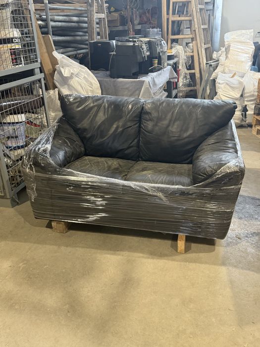 Диван естествена кожа- черен