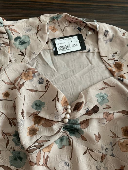 Rochie dama Dasha, bej cu imprimeu floral, marimea L
