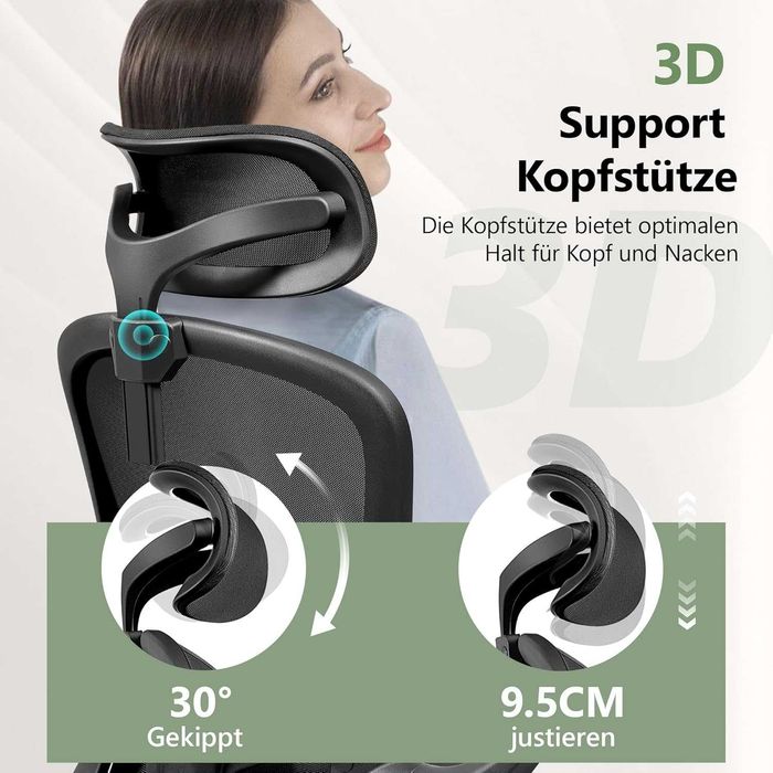 Scaun Ergonomic 3D adjust,Suport Spate+Tetiera+Cot, REDUS de la 900RON