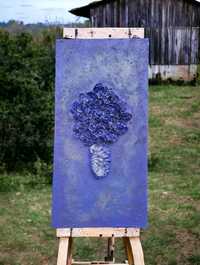 Tablou Unicat"Blue Roses",realizat manual,panza 50x100 cm