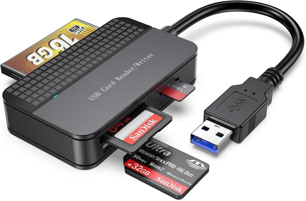 USB 3.0, FEMORO четец за карти с памет 4 в 1, едновременно четене