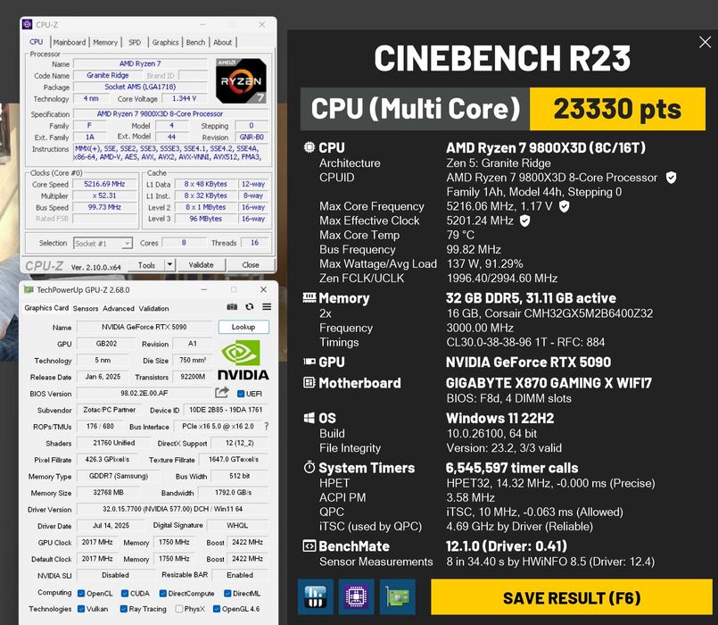 PC Ryzen 9800X3D RTX 5090 32GB DDR5 2TB NVMe Gen5