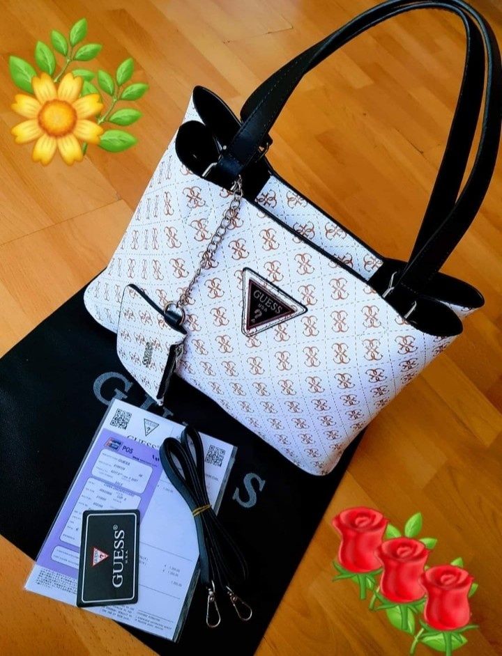 Set Guess,geanta+papuci,logo metalic, etichetă, saculet