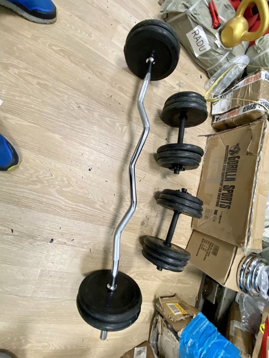 Pachet sala acasa ideal Gantere+haltera reglabile bara z total 35 kg