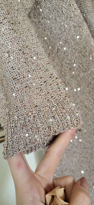 Cardigan Mango bej cu paiete