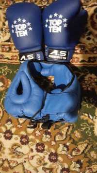 Продам спортивные  перчатки и защитный шлем для бокса