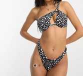 Costum de baie model deosebit alb/negru