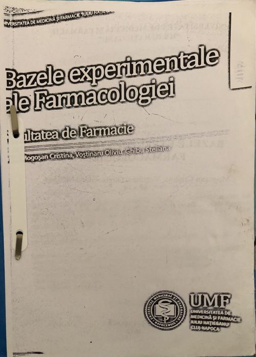 Xerox Bazele experimentale ale Farmacologiei UMF Cluj