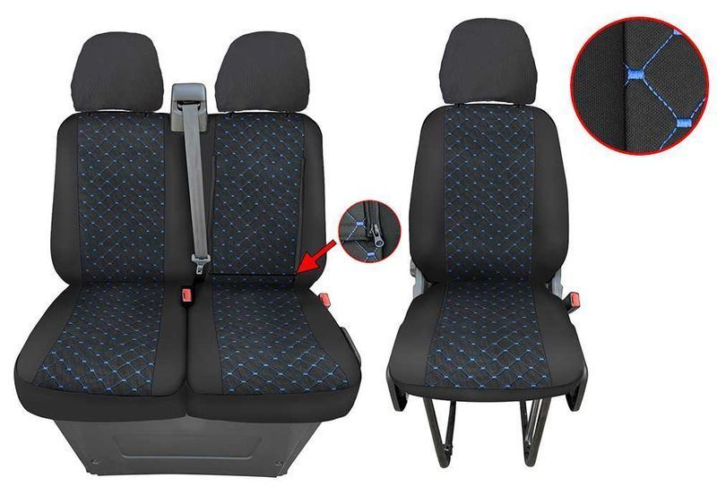 Тапицерия за Iveco Daily 2018+ / Калъфи за седалки / Син шев