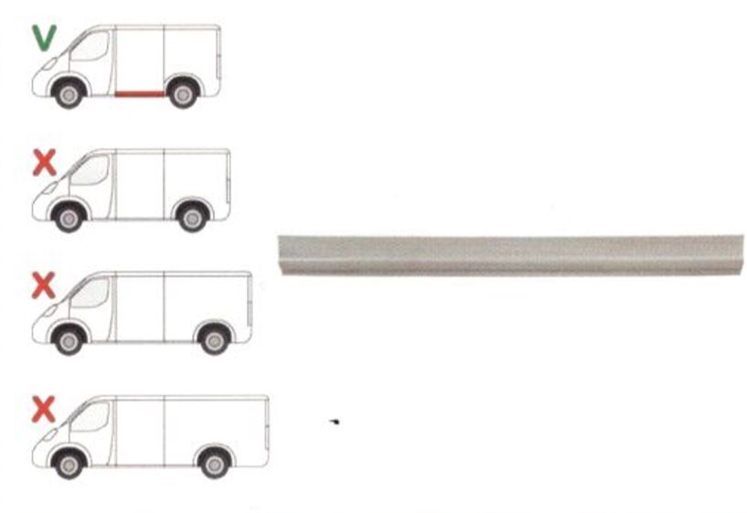 Panou lateral Ford Transit, 05.2000-04.2006 Model Mijlociu/Lung, Transit/Tourneo 2006-2013 Mijlociu/Long, parte montare Panou lateral stanga/dreapta, lungime 1194mm, inaltime 170mm, 32478301,