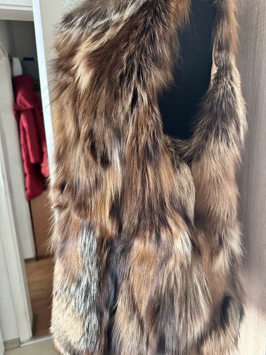 Кожени палта естествен косъм лисица и заек !!! Елек лисица