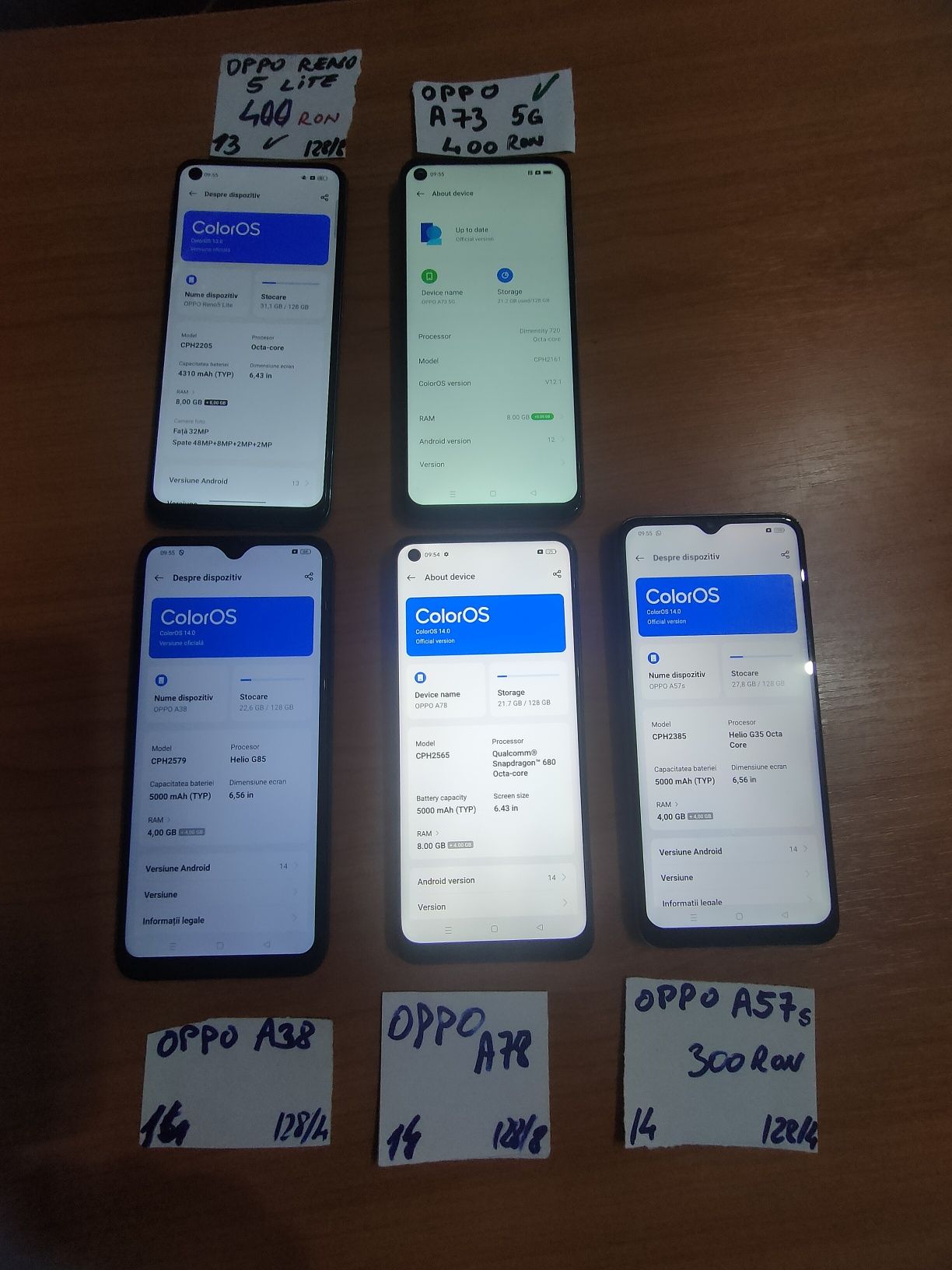 Oppo Reno5,A38,A57s,A73,A78