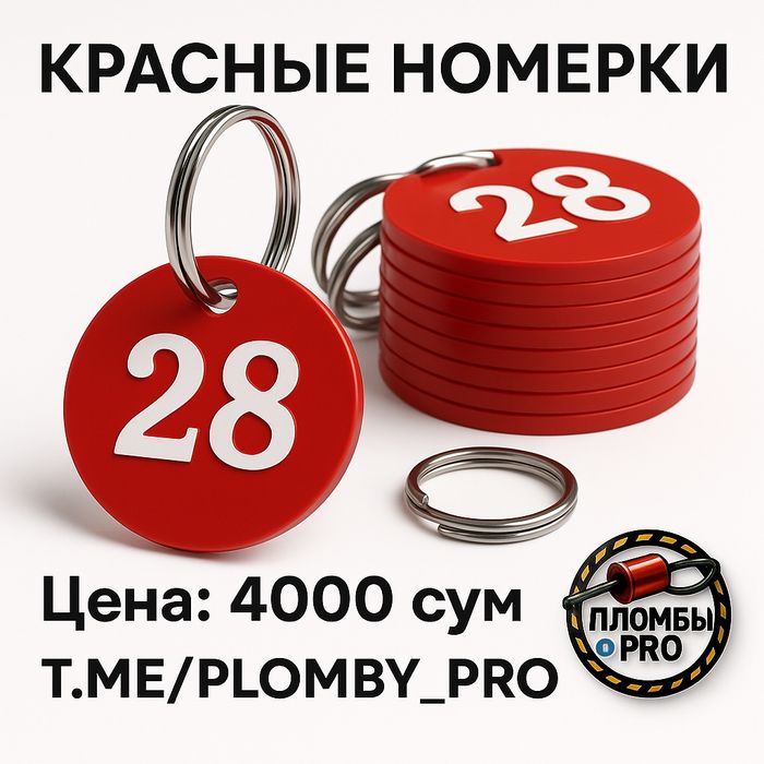 Пластиковые жетоны с номерами + кольцо (1–100)