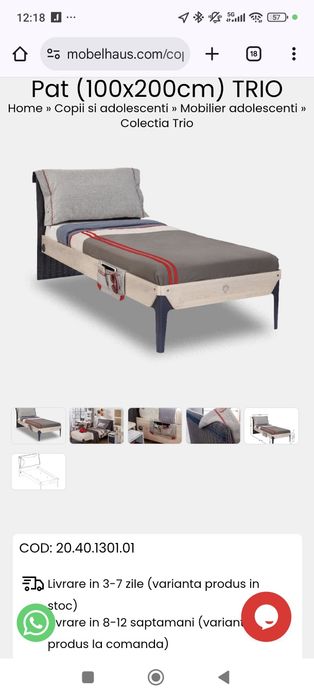 De vânzare pat tineret