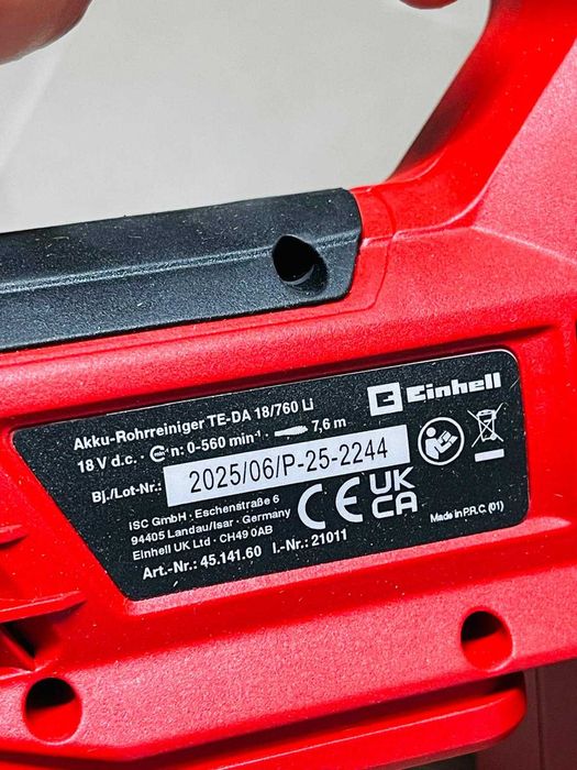 Curățător de țevi fără fir Einhell TE-DA 18/760 Li-Solo Power X-Change