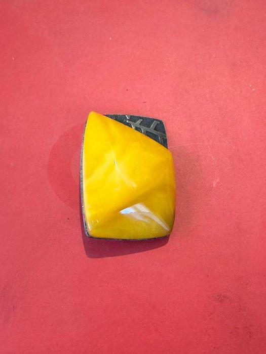 Сребърна Брошка с Кехлибар Сребро 875