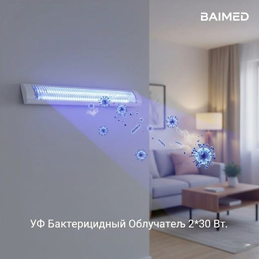 Кварцевая ультрафиолетовая бактерицидная лампа / облучатель 2*30 Ватт