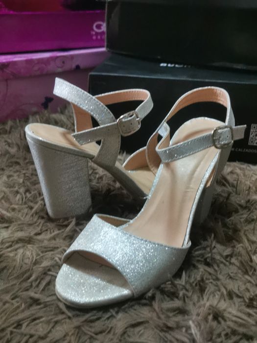 Sandale argintii glitter