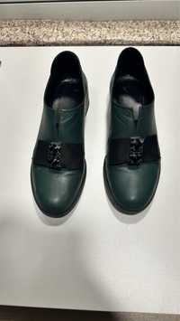 Дамски кожени обувки TUCINO тъмно зелени