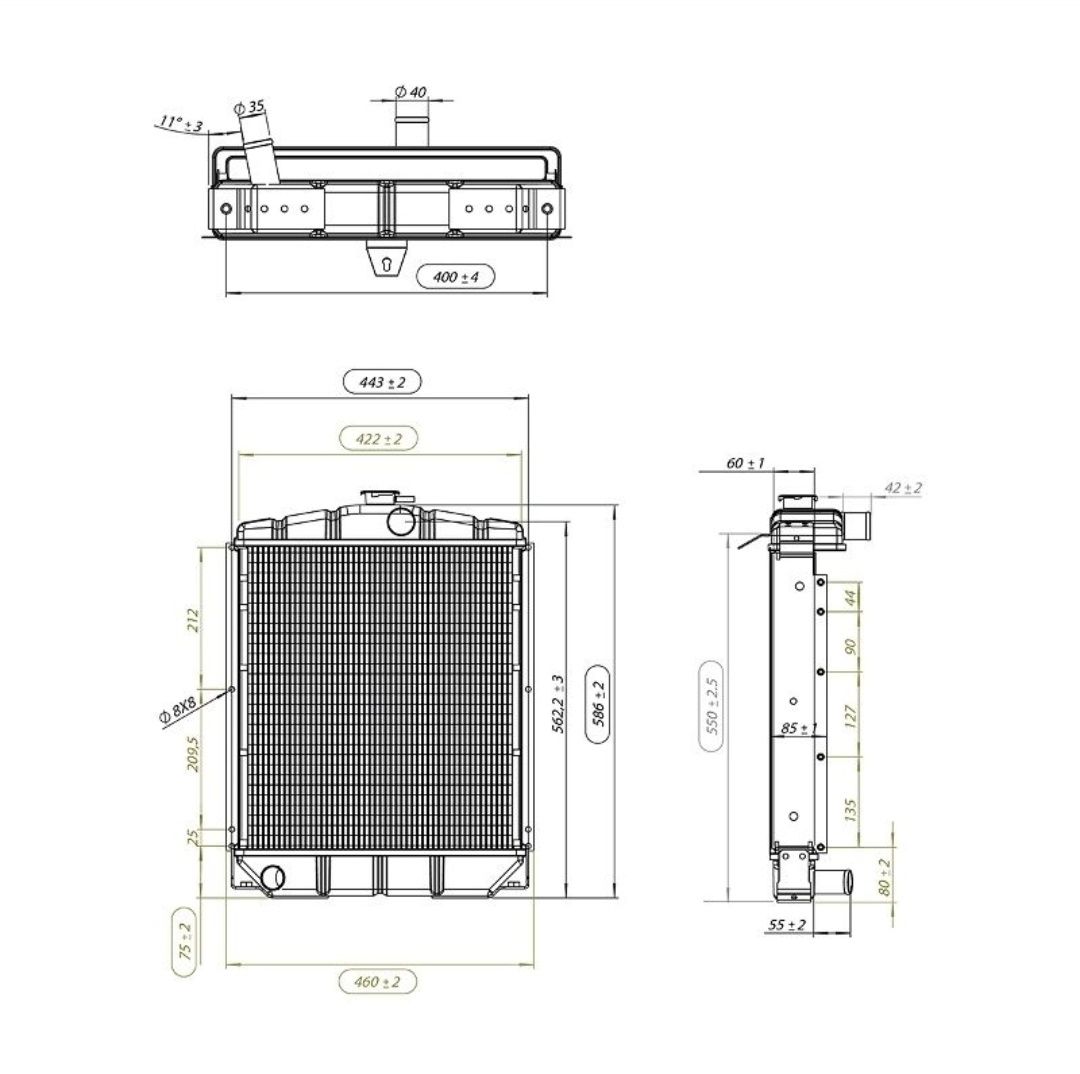Radiator racire apa tractor Fiat 211, 215, 411, 415 din cupru