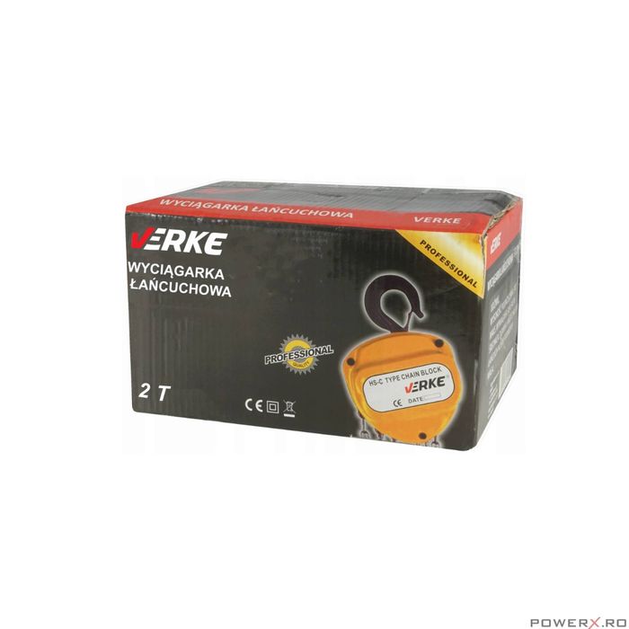 Macara, palan manual cu lant 2000 kg, 2 tone Verke