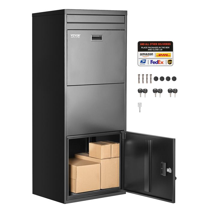 Casuta Postala Negru,Antifurt,1199mm,Otel Galvanizat